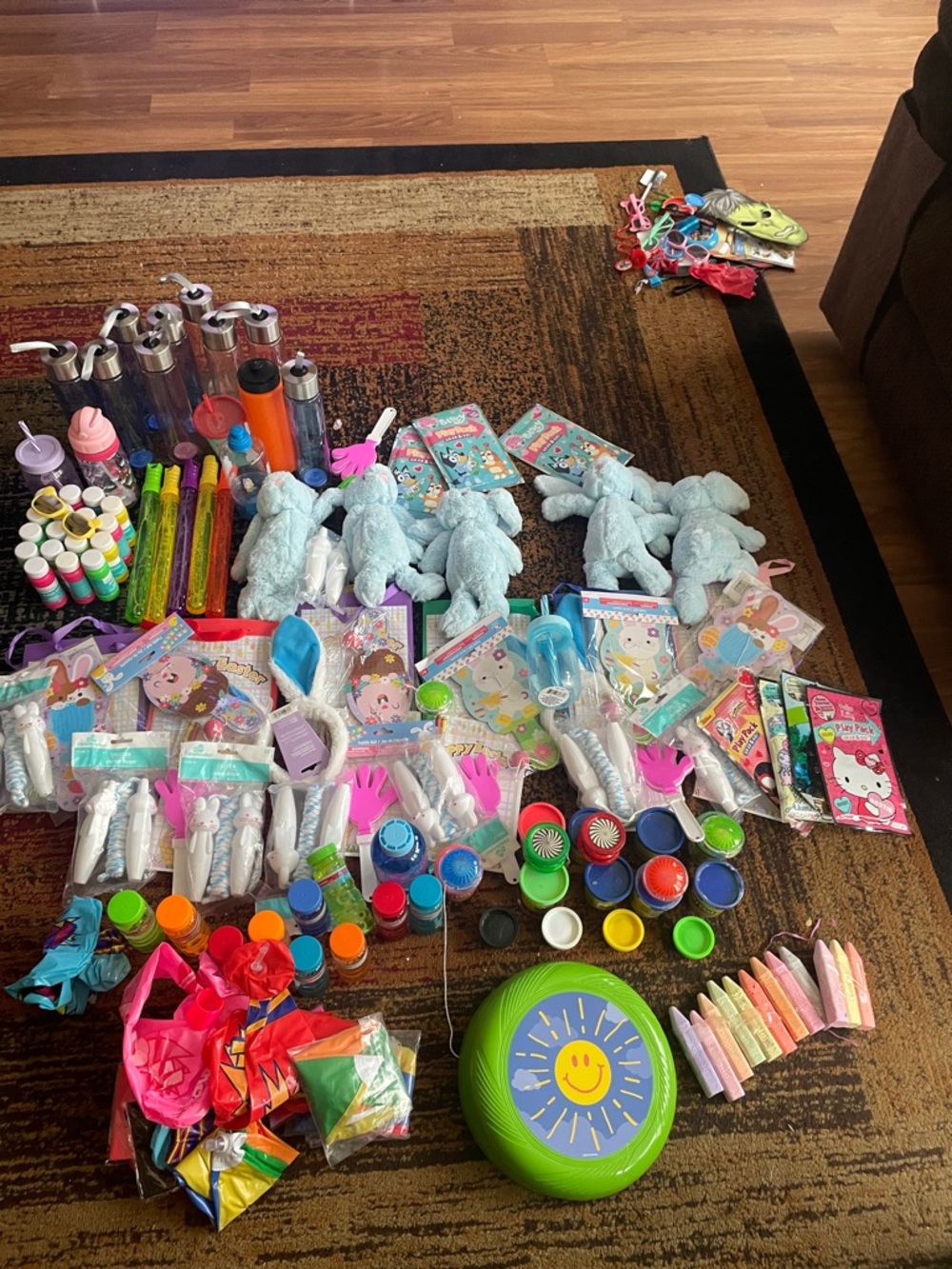 Assorted Kids Party Goodie Lot with Plush Bunnies and Toys - Blue Accents